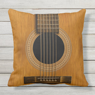 Acoustic Guitar Natural Wood Music Pillow