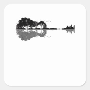Acoustic Guitar Nature Est Music Bass Guitarist Square Sticker