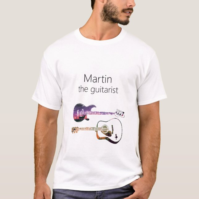 Acoustic Guitar Nature Forest Music Bass Guitarist T-Shirt (Front)