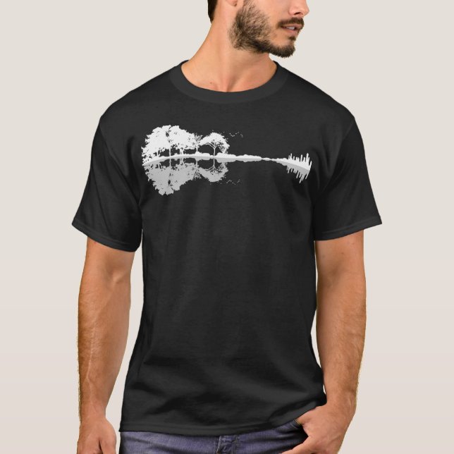 Acoustic Guitar Nature Forest Music Bass Guitarist T-Shirt (Front)