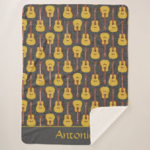 Acoustic Guitar Personalised Sherpa Blanket