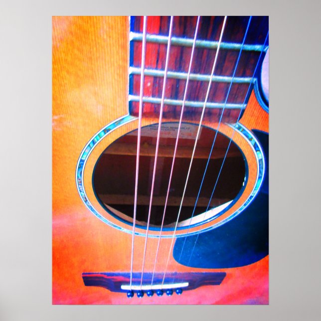Acoustic Guitar Perspective Colours of Music Poster (Front)
