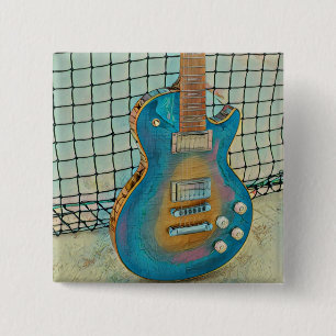 Acoustic guitar player gift 15 cm square badge