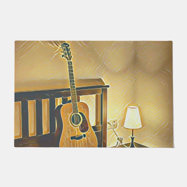 Acoustic guitar player gift doormat (Front)