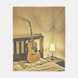 Acoustic guitar player gift fleece blanket