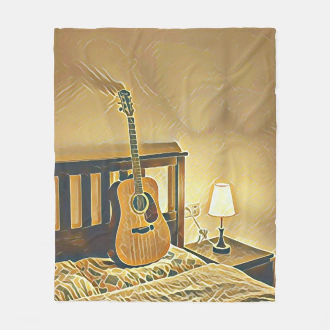 Acoustic guitar player gift fleece blanket (Front)
