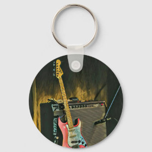 Acoustic guitar player gift key ring