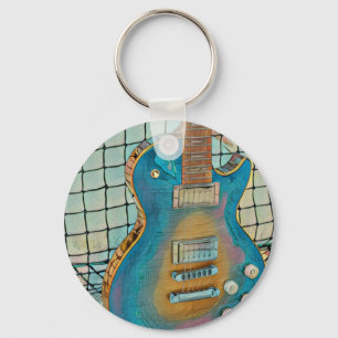 Acoustic guitar player gift key ring