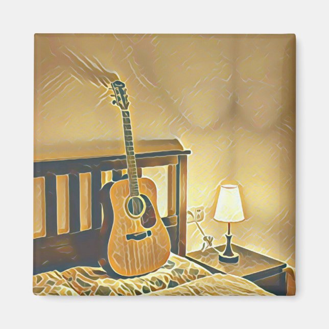 Acoustic guitar player gift magnet (Front)