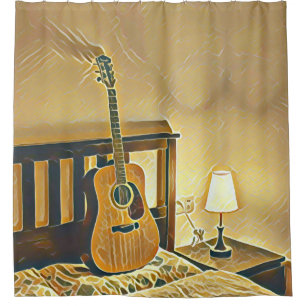 Acoustic guitar player gift shower curtain