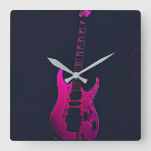 Acoustic guitar player gift square wall clock