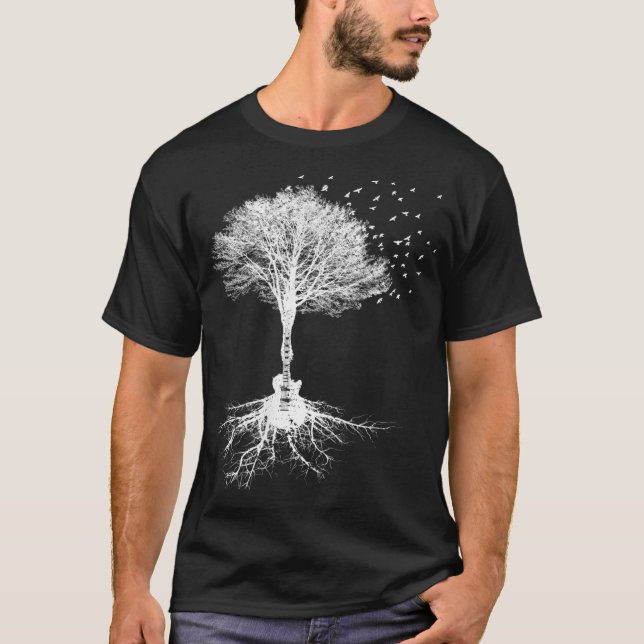 Acoustic Guitar Player Nature Tree Birthday Christ T-Shirt (Front)