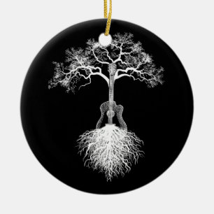 Acoustic Guitar Player Nature Tree Musician Music  Ceramic Ornament