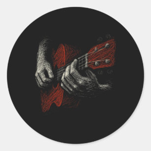 Acoustic Guitar Player Shirt Vintage Music Teacher Classic Round Sticker