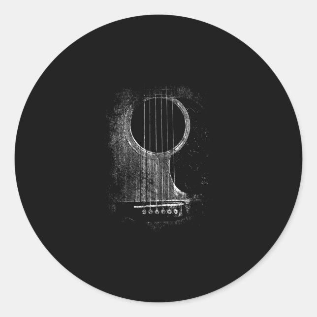 Acoustic Guitar Player Six String Rock & Roll Classic Round Sticker (Front)