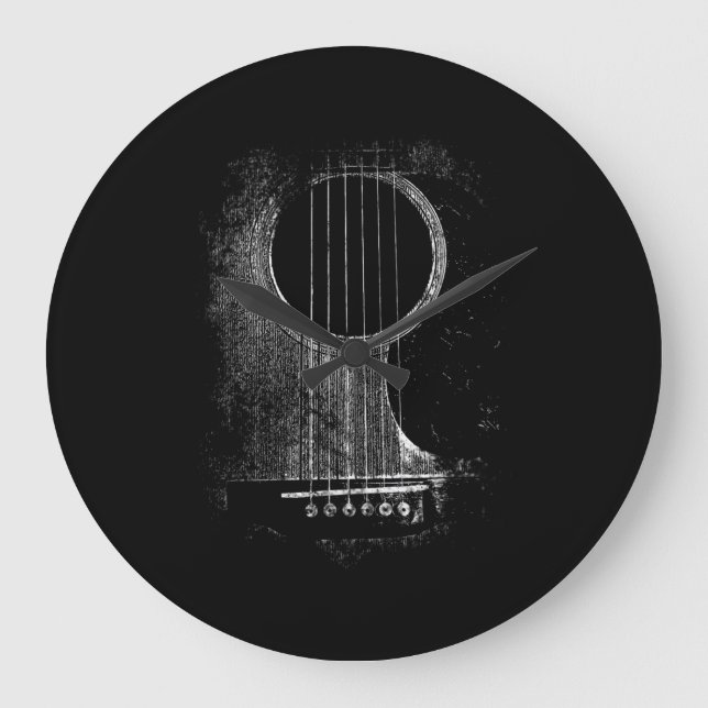 Acoustic Guitar Player Six String Rock & Roll Large Clock (Front)