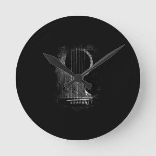 Acoustic Guitar Player Six String Rock & Roll Round Clock