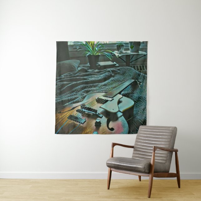 Acoustic guitar player tapestry (In Situ)