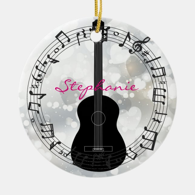 Acoustic Guitar Silhouette Design Ornament (Front)