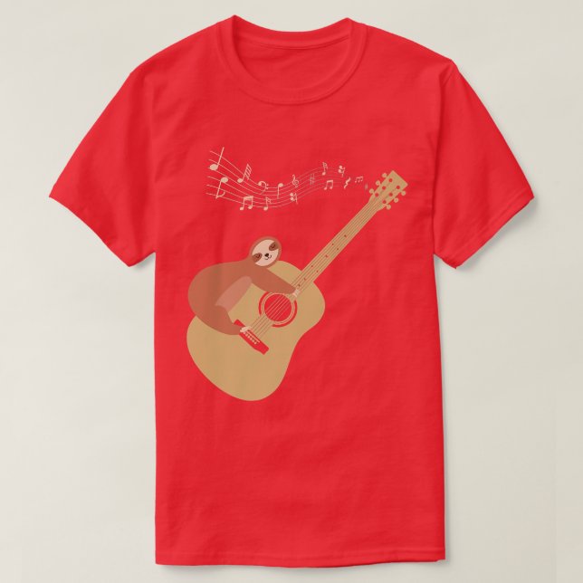 Acoustic Guitar Sloth Hug52 T-Shirt (Design Front)