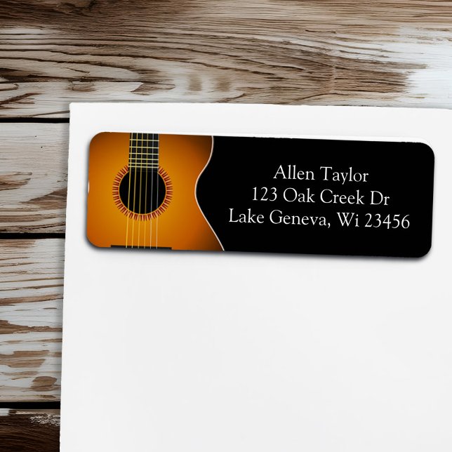 Acoustic Guitar Strings Musical Return Address Label (Creator Uploaded)