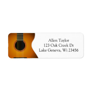 Acoustic Guitar Strings Musical Return Address Label