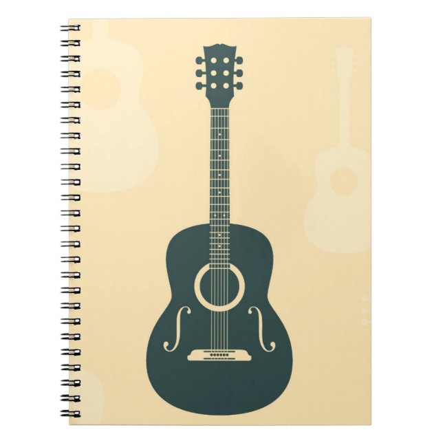 Acoustic guitar stylish retro music notebook (Front)