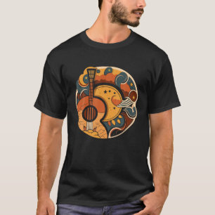 Acoustic Guitar Sun Moon Stars and Nature Guitar M T-Shirt