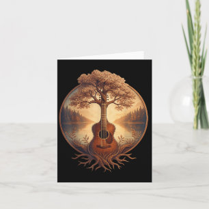 Acoustic Guitar Tree Lake Guitarist Country Music  Card