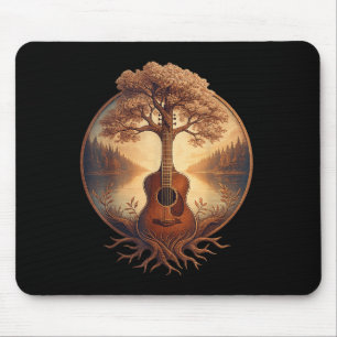 Acoustic Guitar Tree Lake Guitarist Country Music Mouse Pad