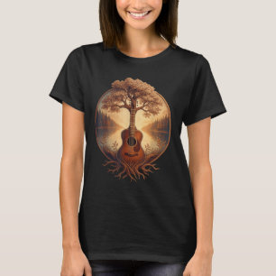 Acoustic Guitar Tree Lake Guitarist Country Music T-Shirt
