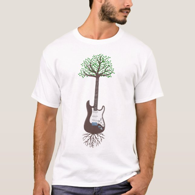 Acoustic Guitar Tree Of Life Guitar Player Nature  T-Shirt (Front)