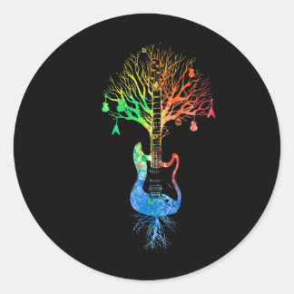 Acoustic Guitar Tree Of Life Guitarist Classic Round Sticker