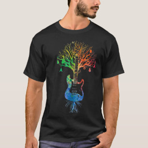 Acoustic Guitar Tree Of Life Nature Vintage Music T-Shirt