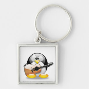 Acoustic Guitar Tux (Linux Tux) Key Ring