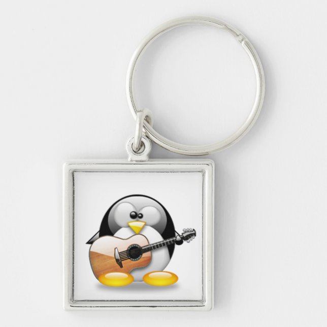 Acoustic Guitar Tux (Linux Tux) Key Ring (Front)