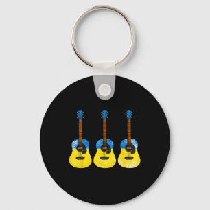 Acoustic Guitar Ukrainian Flag Ukraine Guitarist M Key Ring