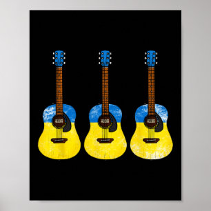 Acoustic Guitar Ukrainian Flag Ukraine Guitarist M Poster