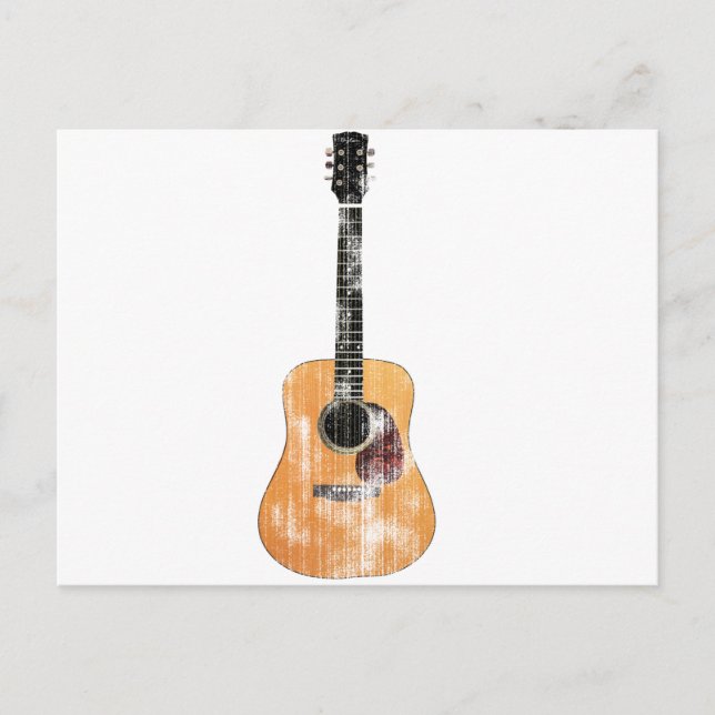 Acoustic Guitar vertical distressed Postcard (Front)