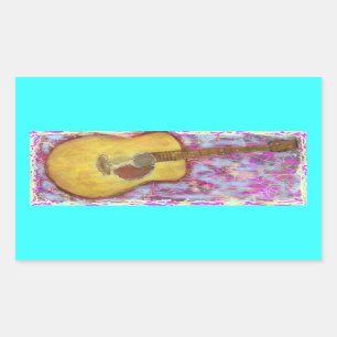 acoustic guitar with yellow patina rectangular sticker