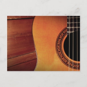 Acoustic Guitar wooden music instrument art Postcard