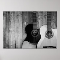 Acoustic Guitars B&W Photo
