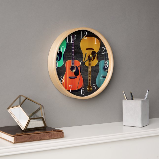 Acoustic Guitars Music Lover Musician Clock (Office)