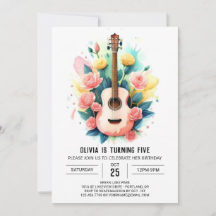 Acoustic Musician's Guitar Birthday Invitation