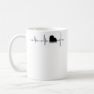 Acoustic Piano Heartbeat Shirt - Piano Musician -  Coffee Mug
