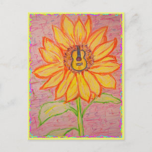Acoustic Sunflower rock & roll Postcard