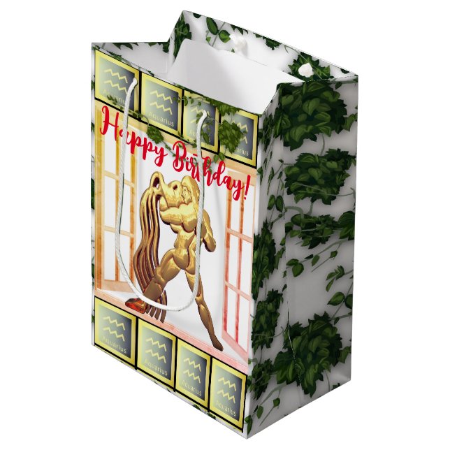 Acquarius - Happy Birthday Medium Gift Bag (Front Angled)