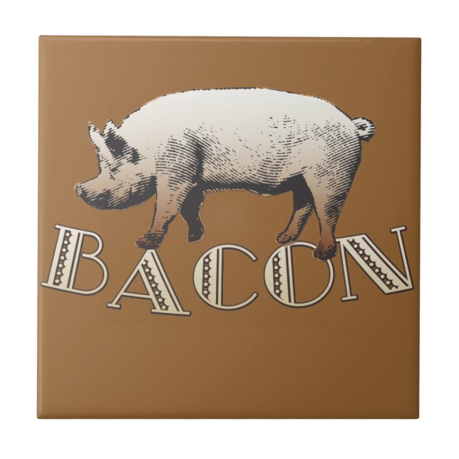 Acrobat BACON Pig Ceramic Tile (Front)