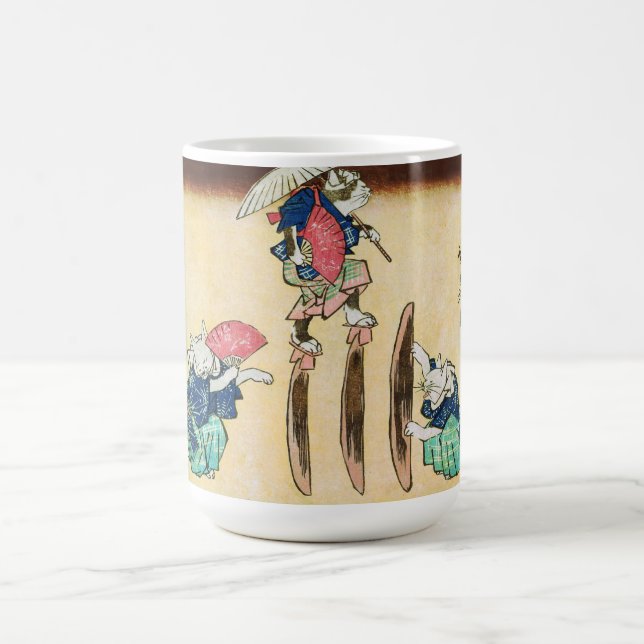 Acrobat Cat, Hiroshige, Ukiyo-e Coffee Mug (Center)