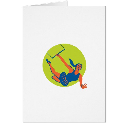 Acrobat Flying Trapeze Act Circle Retro Card